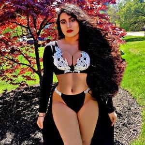 Two Piece Black/White Lace Top & Skirt Set